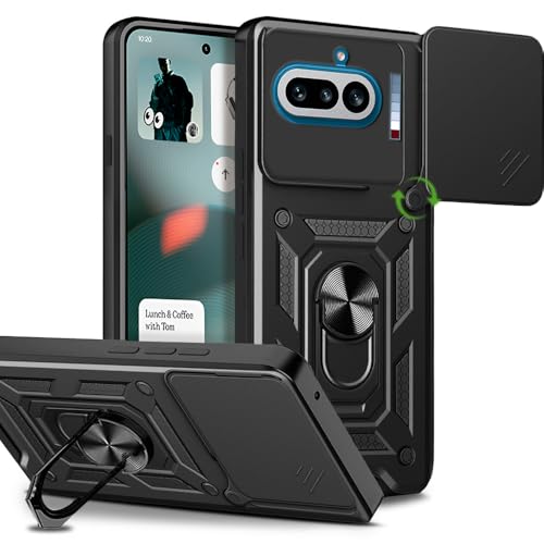 Image of AESTMO Tough Armor Nothing Phone 4A 5G Bumper Back Case Cover | Ring Holder & Sliding Camera Shield Cover | 360 Degree Protection Back Case Cover for Nothing Phone 4A 5G (Black)