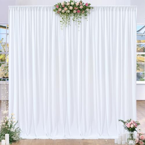 8 x 10 ft White Backdrop Curtains for Photo Background Wrinkle Free Drapes