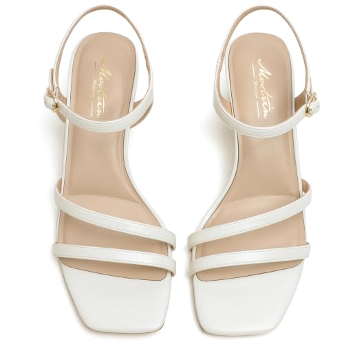 Image of Mostrin Strappy Heels for Women Square Open Toe Lace Up Heeled Sandals Ankle Strap Sexy Stiletto High Heels for Party, Prom, Dating, Wedding
