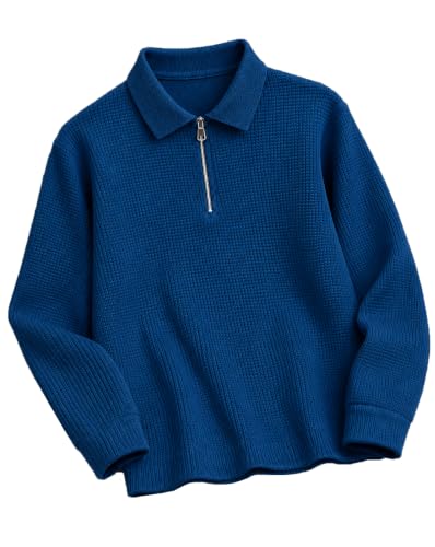 Image of AUSK Men's Waffle Knit Textured Full Sleeve Polo T-Shirt | Cotton Blend Regular Fit Zip Polo Neck Solid Smart Casual T Shirt for Men | Casual Wear, Travel & Weekend Wear Tshirt for Men