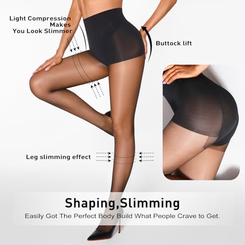 Image of Honeysea 2-3 Pairs 20D-120D Women's Tights - Black Sheer Tights for Women Velvet Pantyhose with Reinforced Toes