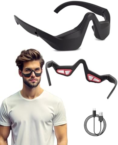UTK Under Eye Red Light Therapy Device, 630nm Red Light Glasses for Eye Bags, Dark Circles, Puffiness, Rechargeable & 39g Ultra-Light, Gift for Women and Men (Black)