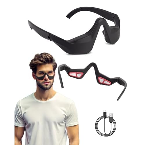 UTK Under Eye Red Light Therapy Device, 630nm Red Light Glasses for Eye Bags, Dark Circles, Puffiness, Rechargeable & 39g Ultra-Light, Gift for Women and Men (Black)