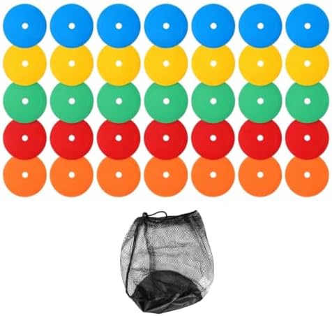 Cryfokt 40 Pcs Flat Disc Cones for Soccer Training, Non Skid PVC Cones - 4