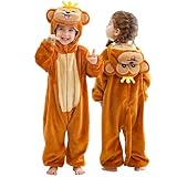 Picture of MICHLEY Unisex Baby Halloween Romper Dress up Flannel Soft Animal Cosplay Costume Outfit For Girls Boys 12-18M,Monkey