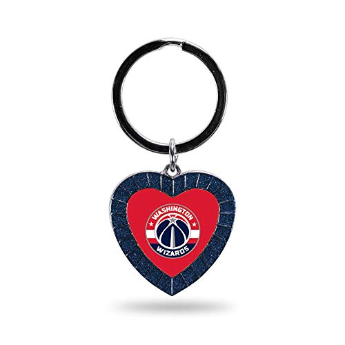 Rico Industries NBA Washington Wizards NBA Rhinestone Heart Colored Keychain, Navy, 3-inches in Length