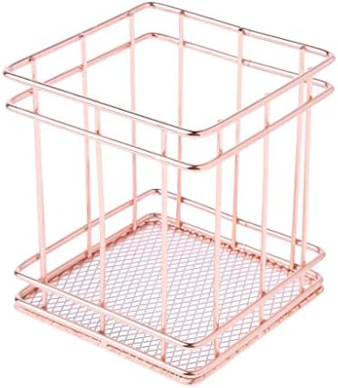 Wire Mesh Rose Gold Copper Brush Holder, Makeup Organiser, Pen Pencil Holder image 5
