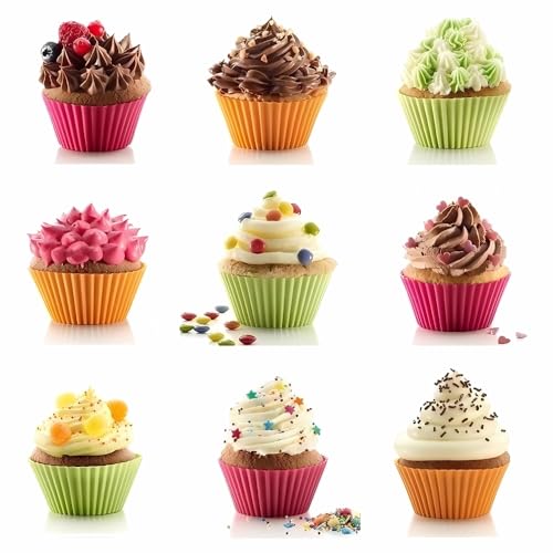 Kit 12 Formas Silicone Mini Cupcake Bolo Muffin Assadeira - Free BPA Forma De Silicone Cor Diversas.
