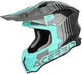 Acerbis Airstrike-C Graphic Carbon Casco da motocross, nero/turchese, S (55/56)