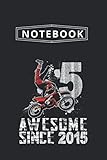 Notebook: Kids 5 Year Old Dirt Bike Birthday Party Motocross Mx 5Th Gift Notebook Medium Size 6\'\' x 9\'\' with 115 Pages White Paper Blank Journal with Black Cover Perfect Size And Best Gift
