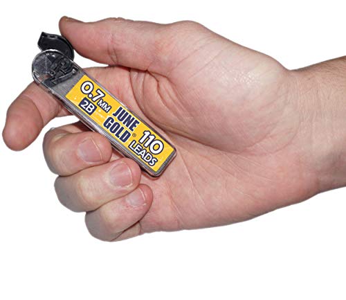 June Gold 440 Pieces, 0.7 mm 2B Lead Refills, 110 Pieces Per Dispenser, Medium Thickness, Break Resistant Lead/Graphite (Pack of 4 Dispensers) - Thumbnail 2