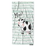 AOYEGO Cow Hand Towel Cute Farm Animal Black White Milk Cow in Green Stripes Polka Dot Spot Kitchen