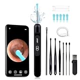 Joygift Ear Wax Removal Camera,Newly Upgraded 1080P Earpick,with IP67 Waterproof Lens,6 LED Lights,8Pcs Ear Care Kit for Daily Use,Wireless Visual Ear Scoop Tool for Android and iPhone Tablets,Black