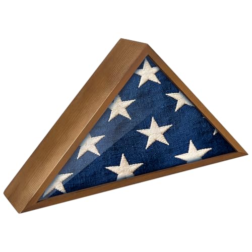 Vitrina de bandera PH PandaHall caja de sombra triangular soporte de madera 2