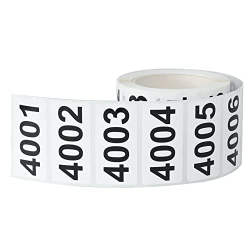 Dgbdpack Consecutively Numbered Labels, 2 X 1 Inch Self-Adhesive Vinyl Inventory Numbered Sticker (4001-4500) #TOP8