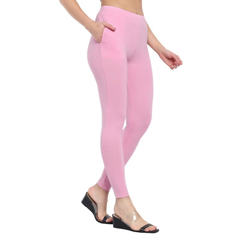 Image of ONE SKY Women Full Length Leggings | Cotton Modal Spandex Blend | High Waist Stretchable & Bio-Washed Fabric | Colour-Lock Technology | Comfortable Leggings for Women