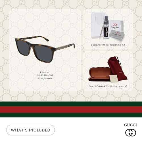 Gucci GG0381S Square Sunglasses For Men For Women +BUNDLE with ACCESSORY EYEWEAR KIT2