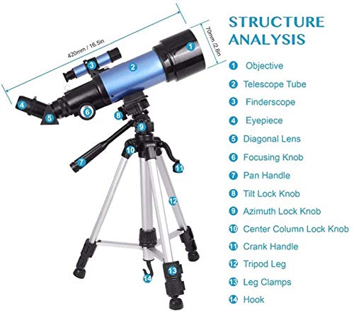 Telescopio refractor 70 mm para principiantes miniatura 3