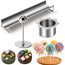Palksky Cake Pop Mold Kit,Stainless Steel Circle Cake Pop Mold with 9 Inch Tray, Baking Cakepop Cutter Molds Shapes Set for Home Baking, Birthday Parties
