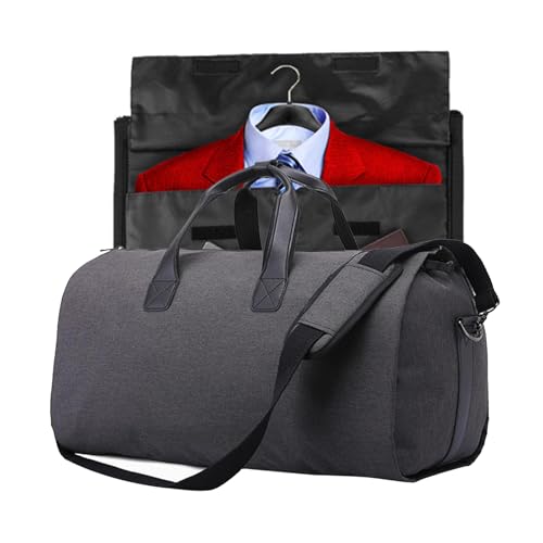ABPOK Travel Suit Carrier Garment Duffel Storage Bag for Business，2 in 1 Hanging Suitcase Suit Bag for Men with Shoe Compartment (Dark Grey-01)