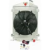 CoolingSky 3 Row All Aluminum Radiator + Fan Shroud Combo & Thermostat Relay Kit for 1932 Ford High Boy Street Rod Chevy Motor
