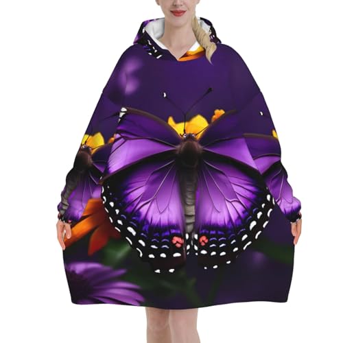Couverture à capuche douce imprimé papillon pour un hiver cocon