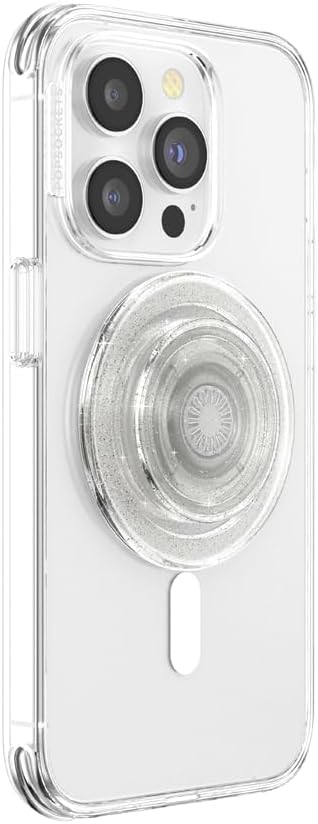PopSockets Phone Grip for MagSafe, Magnetic Holder, Phone Stand, Clear - Clear Glitter - Image 3