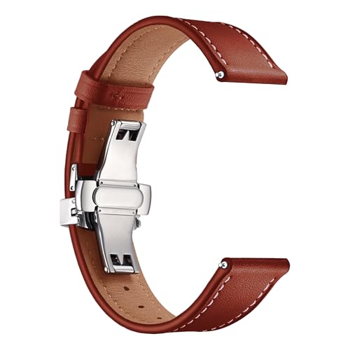 Image of ACM Watch Strap 20mm compatible with Compaq Q Watch Smartwatch | Luxury Leather Clasp Lock Belt Band