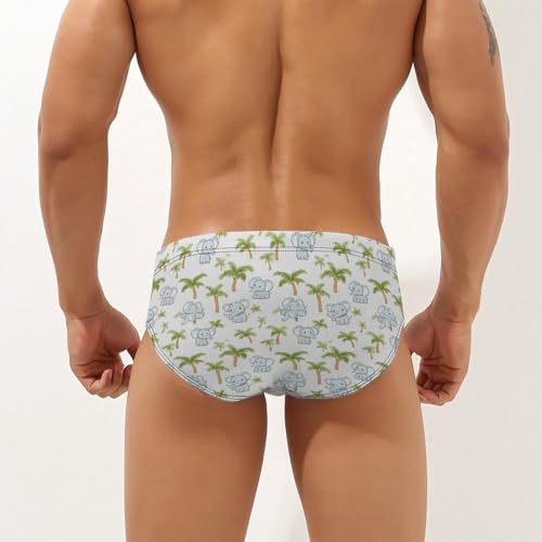 Cute Elephant And Palm Tree Men's Swim Trunks Briefs Swimsuit Swimwear Bathing for Underwear Beach2