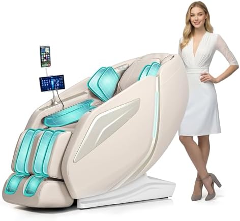 Bild 11 - Ganzkörpermassagesessel mit Bodyscan 4D-Robotische Hände Intelligente Shiatsu Massagesitzauflage mit Sprachfunktion Rückenheizung(Schwarz)