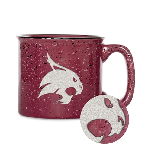 Rico Industries NCAA Texas State Bobcats Speckle 12oz Laser Engraved Campfire Mug