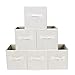 SONGMICS Storage Bins Cubes Baskets Containers with Dual Non-woven Handles for Home Closet Bedroom Drawers Organizers, Flodable, Beige, Set of 6 UROB26M