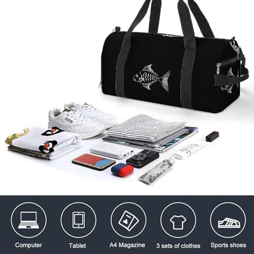 Fish Skeleton Bones Creature Gym Bag Travel Duffel Bag Sports Tote Bag Workout Bag Weekender Bag for Women Men4