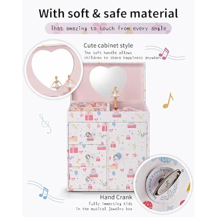 Vlando Musical Jewelry Box for Girls, Large Kid Music Box with Ballerina for Birthday Bedroom Decor, 4 Layer Girl Jewelry Gifts for Girls Kids - Fantasy