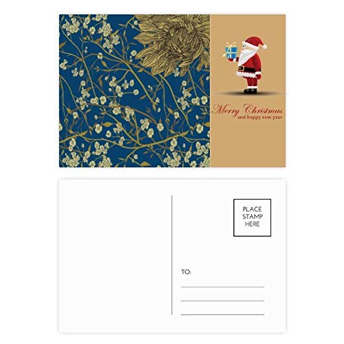 Cartes postales Père Noël peintes à la main en forme de chrysanthème pour les fêtes de fin d'année