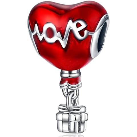 Silver Love Heart Charm Fit for Pandora Charms Bracelet Birthday Gifts Dangle Red Charms Birthday Jewelry Gifts for Women Cover