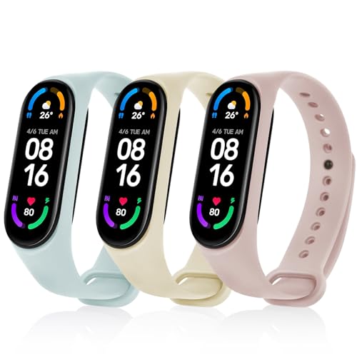 Ainiv Pack de 3 Correas de Silicona Compatibles con Xiaomi Band 7/6/5