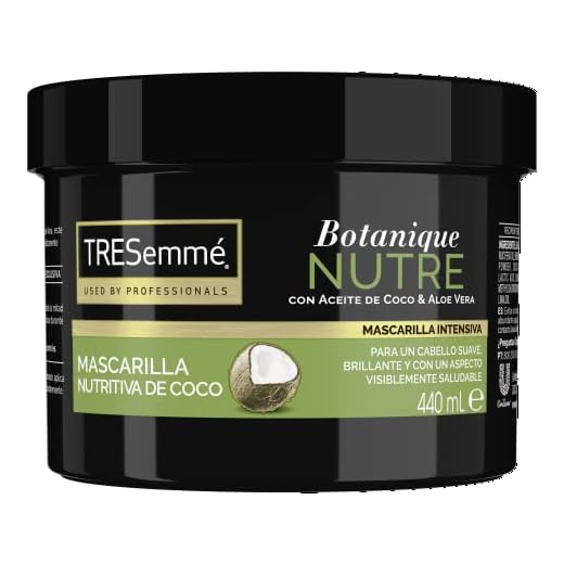 TRESemmé Mascarilla Intensiva Sin siliconas Ni colorantes Botanique Nutre para pelo seco o dañado con Aceite de Coco y Aloe Vera, hidrata y fortalece 440ml