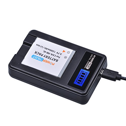 PowerTrust 2 Pack NB-6L NB-6LH Camera Battery and LCD USB Charger for Canon PowerShot SX170 is, SX240 HS, SX260 HS, SX270 HS, SX280 HS, SX500 is, SX510 HS, SX520 HS, SX530 HS, SX600 HS, SX610 HS