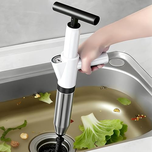 Hochdruck Abflussreiniger Pumpe,Toiletten Pömpel Abflussreiniger Pumpe, Pressluft Rohrreiniger, Rohrreiniger Druckluft Für Waschbecken, Toiletten, Badezimmer, Dusche, Küche, Weißer