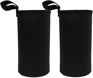 パンダファミリー 水筒カバー ボトルカバー ペットボトルカバー 2個セット 持ち手 ループ付き 無地 シンプル 1L 2L 直径9.5cm ブラック XLサイズ
