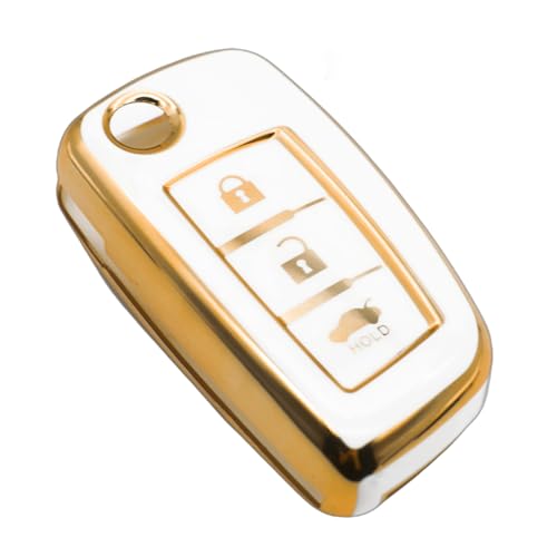 FEYOUN Key Fob Cover Compatible with Nissan Rogue Rogue Select Rogue Sport Flip 3 Buttons TPU Remote Keyless Key Fob Case Protection Shell Accessories, White