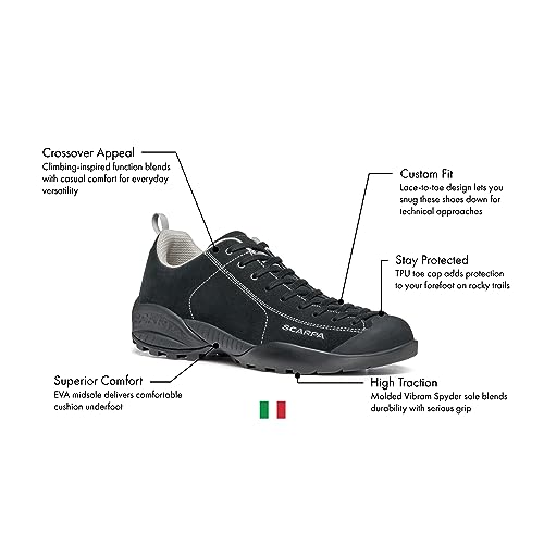 SCARPA Męskie lekkie buty skórzane Mojito, Czarny, 42 EU