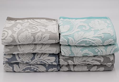Miniatura 7 de Lex S Linens Paquete De 2 Toallas De Invitados Jacquard Floral Gris