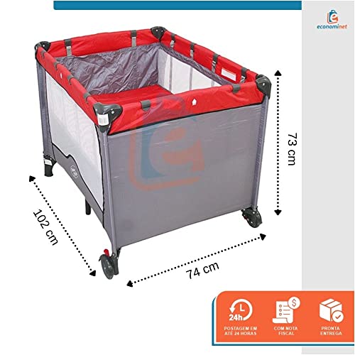 Berço Cercado Desmontável Portatil Vira Chiqueirinho Compact (Vermelho)