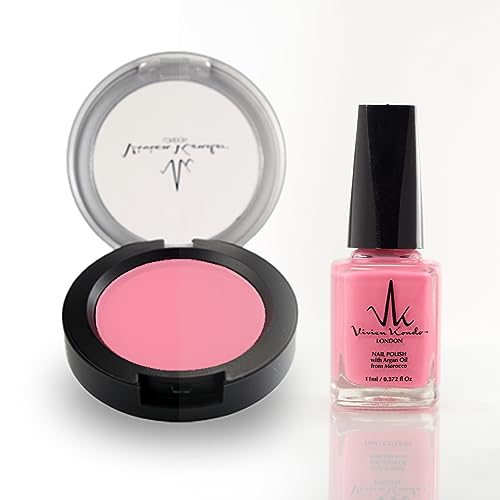 Candy Combo Set (colorete + esmalte de uñas de cuidado de argán) maquillaje mate rubor con esmalte de uñas vegano de larga duración resistente a las virutas brillante