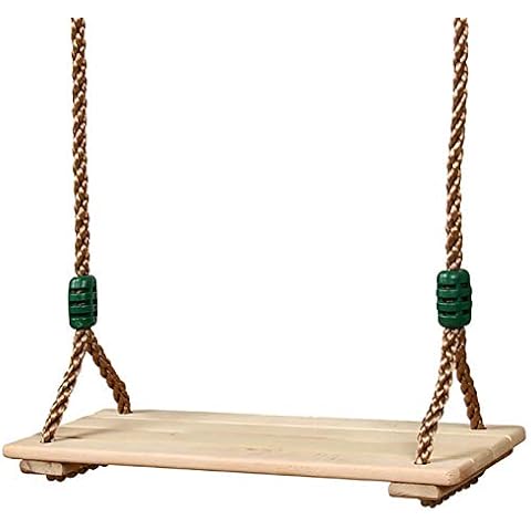 Wooden Swing Seat Indoor And Outdoor Hanging Seat Outdoor Indoor Pastoral Wooden Swing For Adults Children Max Load 150 KG (Rope Max: 213cm) Cover
