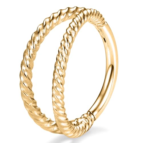 YEBOCIYO Conch Helix Piercing Ring Septum Piercing Tragus Piercing Daith Rook Piercing Nase Piercing Ring Lippe Bauch Augenbraue Brustwarzen Piercing Schmuck Gold Silber 16G(1.2mm)