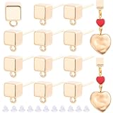Beebeecraft 1 Caja 20 Piezas de Pendientes de Botón Cúbicos con Argolla Chapados En Oro Real de 18 Quilates con Tuercas para Pendientes Postes para Pendientes Suministros para Manualidades Y Regalos.