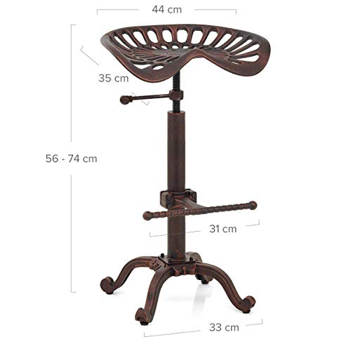 Diwhy Rustic Industrial Farmhouse Tractor Seat Adjustable Bar Stool Industrial Bar Chair (Copper, Cast Iron) #TOP1